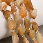 Natural Yellow Botswana Agate Beads Strands, Raw Rough, Nuggets, with Seed Beads, 8~19x7~10x6~8mm, Hole: 1mm, about 28~30pcs/strand, 15.16''(38.5cm)~15.94''(40.5cm)(GG-CBA0B77-A21-02)