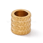Chevron Pattern 304 Stainless Steel European Beads, Large Hole Bead, Column, Golden, 6x6mm, Hole: 4mm(STAS-E179-07G-01)