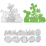 2 Styles Easter Egg & Rabbit Cutting Dies Stencils, for DIY Scrapbooking, Photo Album, Decorative Embossing Paper Card, Mixed Shapes, Stainless Steel Color, 75~170x39~85x0.8mm, Hole: 1.2~1.8mm, 1set/style(DIY-CP0012-03)