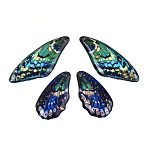 Epoxy Resin Pendants, Butterfly Wing, with Gold Foil & Glitter Powder, Sea Green, 37.5x15x2.5~3mm, Hole: 1.2mm(X-RESI-N045-02A)