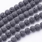 Unwaxed Natural Lava Rock Bead Strands, Round, 12mm, Hole: 1.2~1.4mm, about 32pcs/strand, 15.5 inch(G-F309-12mm)