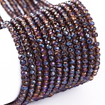 Electroplate Glass Beads Strands, Full Rainbow Plated, Faceted, Rondelle, DarkSlate Blue, 2x1.5mm, Hole: 0.6mm, about 208~220pcs/Strand, 34~36cm(X-EGLA-F149-FR-05)