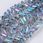 Electroplate Glass Beads Strands, Full Rainbow Plated, Faceted, Triangle, Cornflower Blue, 4.5x5x6mm, Hole: 1mm, about 100pcs/strand, 13.7 inch(35cm)(EGLA-J145-6mm-FR03)