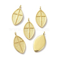 Eco-Friendly Brass Pendants, Long-Lasting Plated, Oval with Cross, Real 18K Gold Plated, 21x10.5x2~3.5mm, Hole: 1.5mm(KK-B047-17G)
