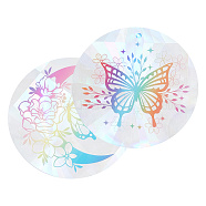 2Pcs 2 Styles PET Rainbow Window Clings Stickers, Non Adhesive Prism Sun Catchers Indoor Window Stickers for Bird Strikes, Round, 135x0.1mm, 1pc/style(DIY-GF0007-66)