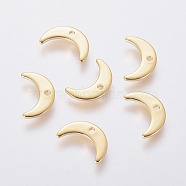 304 Stainless Steel Charms, Moon, Golden, 7x11x1mm, Hole: 1mm(X-STAS-L234-073G)