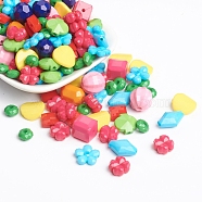 Acrylic Beads, Faceted, Mixed Shapes, Mixed Style, Mixed Color, 5~26x5~19x4~16mm, Hole: 2~2.5mm(SACR-MSMC002-01)