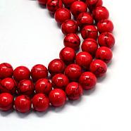 Synthetic Turquoise Gemstone Bead Strands, Round, Dyed, Red, 4.5~5x4~4.5mm, Hole: 1mm, about 92pcs/strand, 15.7 inch(TURQ-S280-4mm-06)