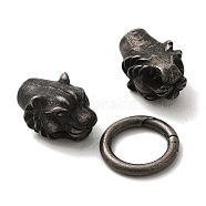 Tibetan Style 304 Stainless Steel Spring Gate Rings, Antique Silver, 51mm(FIND-Z046-02AS-01)