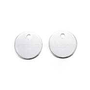 304 Stainless Steel Charms, Flat Round, Stamping Blank Tag, Stainless Steel Color, 8x0.8mm, Hole: 1mm(STAS-F039-91-8mm-P)