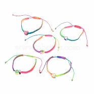 Adjustable Nylon Cord Braided Bead Bracelets, with Fruit Polymer Clay Beads and Brass Round Beads, Mixed Color, Inner Diameter: 1-3/4~3-1/8 inch(4.5~8cm)(BJEW-JB05680)