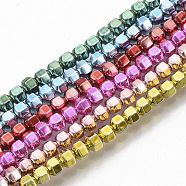 Electroplated Non-magnetic Synthetic Hematite Beads Strands, Mixed Color, 4x4x3.5mm, Hole: 0.9mm, 108~109pcs/strand, 15.74 inch(40cm)(G-S365-003B)