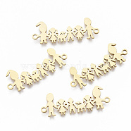 201 Stainless Steel Links connectors, Laser Cut, Family, Golden, 11x30x1mm, Hole: 1.5mm(STAS-R104-009G)