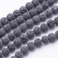 Unwaxed Natural Lava Rock Bead Strands, Round, 12mm, Hole: 1.5mm, about 32pcs/strand, 15.5 inch(G-F309-12mm)