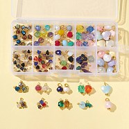 DIY Pendant Making Finding Kit, Including Imitation Jade Glass & Acrylic & Mixed Gemstone Beaded Pendants, Rondelle & Cube & Triangle & Nugget, Mixed Color, 12x8mm(DIY-FS0003-04)