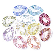 Transparent Acrylic Linking Rings, AB Color Plated, Quick Link Connectors, For Jewelry Curb Chains Making, Twist, Mixed Color, 30x21.5x7mm, Inner Diameter: 8x17mm(PACR-R246-004B)