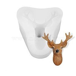 Christmas Deer Head DIY Candlestick Silicone Molds, Resin Casting Molds, For UV Resin, Epoxy Resin Craft Making, White, 72x65x35mm, Inner Diameter: 53x37mm(SIMO-B002-05)