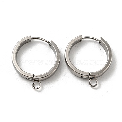 Tarnish Resistant 201 Stainless Steel Huggie Hoop Earrings Findings, with Vertical Loop, with 316 Surgical Stainless Steel Earring Pins, Ring, Stainless Steel Color, 20x4mm, Hole: 2.7mm, Pin: 1mm(STAS-A167-01V-P)