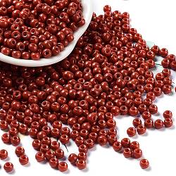 Baking Paint Glass Seed Beads, Round, Brown, 4x3mm, Hole: 1.2mm, about 7650pcs/pound(SEED-H002-I-B510)
