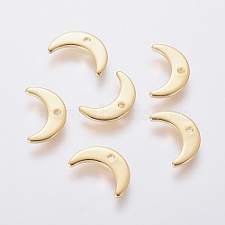 304 Stainless Steel Charms, Moon, Golden, 7x11x1mm, Hole: 1mm(X-STAS-L234-073G)