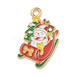 Christmas Theme Alloy Enamel Pendants, Light Gold, Santa Claus, 22x14.5x1.2mm, Hole: 2mm(ENAM-I060-01D)