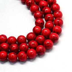 Synthetic Turquoise Gemstone Bead Strands, Round, Dyed, Red, 4.5~5x4~4.5mm, Hole: 1mm, about 92pcs/strand, 15.7 inch(TURQ-S280-4mm-06)