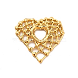 Ion Plating(IP) 304 Stainless Steel Pendants, Hollow Out Heart Charms, Real 18K Gold Plated, 23x24x2.5mm, Hole: 5x5mm(STAS-F282-14G)