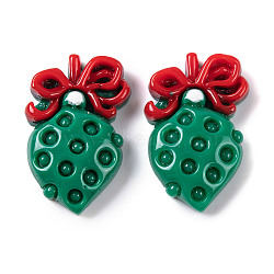 Christmas Decorations Theme Opaque Resin Decoden Cabochons, Strawberry, 25.5x17x5.5mm(RESI-Z026-01H)