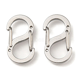 304 Stainless Steel Double Gated Carabiner S-Hook Clasps, Stainless Steel Color, 20x11x4.5mm(STAS-F296-06P)