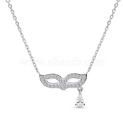 TINYSAND Masquerade Mask Design 925 Sterling Silver Cubic Zirconia Pendant Necklaces, Silver, 16.9 inch(TS-N326-S)