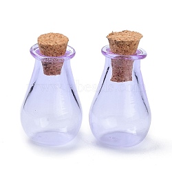 Glass Cork Bottles Ornament, Glass Empty Wishing Bottles, DIY Vials for Pendant Decorations, Lilac, 15.5x28mm(AJEW-O032-02H)