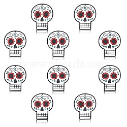 10Pcs Skull Silicone Beads, Chewing Beads For Teethers, DIY Nursing Necklaces Making, White, 30.5x26x8mm, Hole: 2mm(JX889A)