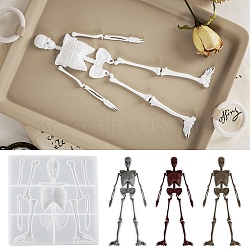 Skeleton Head and Body Skeleton Frame Silicone Mold for Halloween Series of Yu Meiren DIY Drop Glue Plaster Ornaments Grinding, White, 185x185x29mm, Inner Diameter: 56~148x4~59mm(DIY-A054-15)