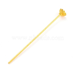 Alloy Hair Stick Findings, Vintage Decorative for Hair Diy Accessory, Flower, Golden, 125x14.5mm, Tray: 11mm, Pin: 2.5mm(FIND-O002-02G)