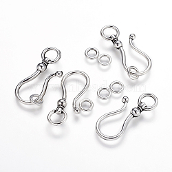 Tibetan Style S Hook Clasps, Cadmium Free & Lead Free, Antique Silver, S Hook: 38x16x8mm, Ring: 8mm, Hole: 5mm(X-LF5091Y)