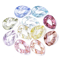 Transparent Acrylic Linking Rings, AB Color Plated, Quick Link Connectors, For Jewelry Curb Chains Making, Twist, Mixed Color, 30x21.5x7mm, Inner Diameter: 8x17mm(PACR-R246-004B)