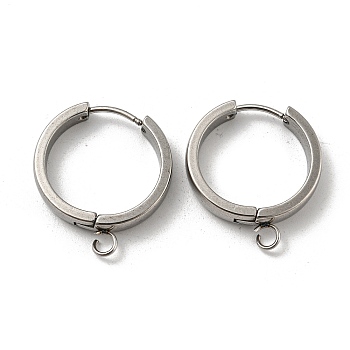 201 Stainless Steel Huggie Hoop Earrings Findings, with Vertical Loop, with 316 Surgical Stainless Steel Earring Pins, Ring, Stainless Steel Color, 20x4mm, Hole: 2.7mm, Pin: 1mm