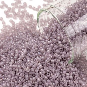 TOHO Round Seed Beads, Japanese Seed Beads, (166F) Transparent AB Frost Light Amethyst, 15/0, 1.5mm, Hole: 0.7mm, about 3000pcs/bottle, 10g/bottle