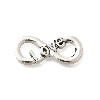 Tibetan Style Alloy Love Infinity Linking Rings, Cadmium Free & Lead Free, Antique Silver, 8x18.5x1.5mm, Hole: 3.5x5mm and 4x4.5mm