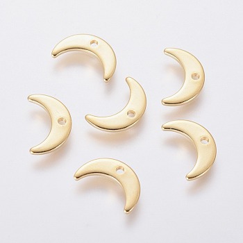 304 Stainless Steel Charms, Moon, Golden, 7x11x1mm, Hole: 1mm