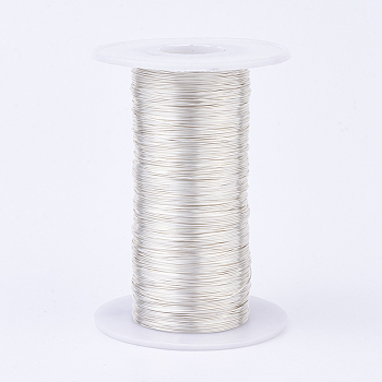 Eco-Friendly Round Copper Wire, Copper Beading Wire for Jewelry Making, Long-Lasting Plated, Silver, 24 Gauge, 0.5mm, about 1082.68 Feet(330m)/500g