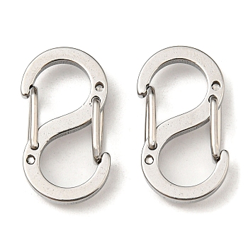 304 Stainless Steel Double Gated Carabiner S-Hook Clasps, Stainless Steel Color, 20x11x4.5mm