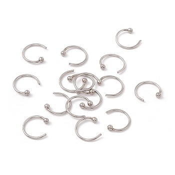 C-Shaped 304 Stainless Steel Ear Cuff Findings, Stainless Steel Color, 9x10x2mm, Inner Diameter: 8.4mm, Pin: 0.7mm