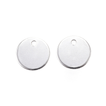 304 Stainless Steel Charms, Flat Round, Stamping Blank Tag, Stainless Steel Color, 8x0.8mm, Hole: 1mm