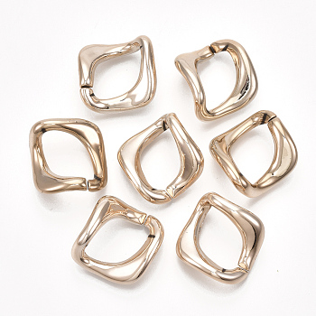 UV Plating ABS Plastic Linking Rings, Quick Link Connectors, For Curb Chains Making, Unwelded, Twist, Rose Gold, 26x25x14mm, Hole: 22x14mm