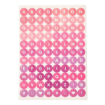 Scrapbooking Round with Capital Letter Self Adhesive Stickers, for Diary, Album, Notebook, DIY Arts and Crafts, Deep Pink, 14x10x0.01cm, Tags: 10mm, 88pcs/sheet