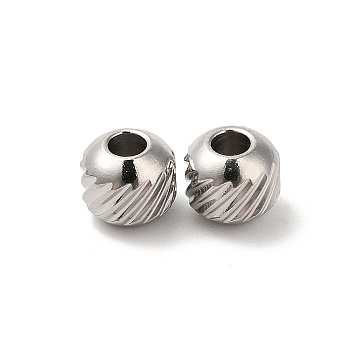 304 Stainless Steel Bead, Round, Stainless Steel Color, 5mm, Hole: 2mm