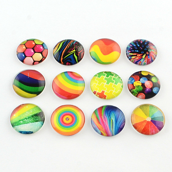 Half Round/Dome Mix Photo Glass Flatback Cabochons for DIY Projects, Mixed Color, 8x3mm