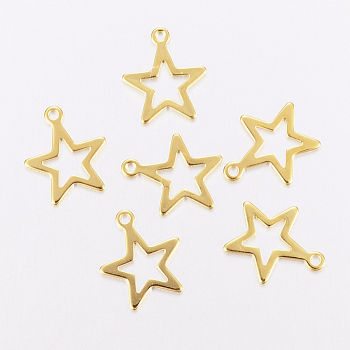201 Stainless Steel Charms, Star, Golden, 14.5x12.5x0.8mm, Hole: 1.2mm