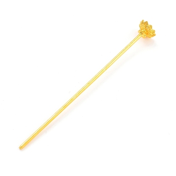 Alloy Hair Stick Findings, Vintage Decorative for Hair Diy Accessory, Flower, Golden, 125x14.5mm, Tray: 11mm, Pin: 2.5mm